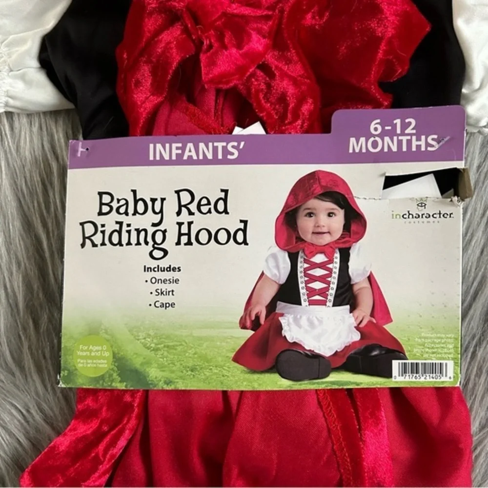 Baby Red Riding Hood Halloween Costume Size 6-12‎ Months Dress Up Pretend Play